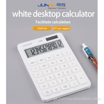 Calculadora branca calculadora eletrônica de energia de 12 dígitos para aluno